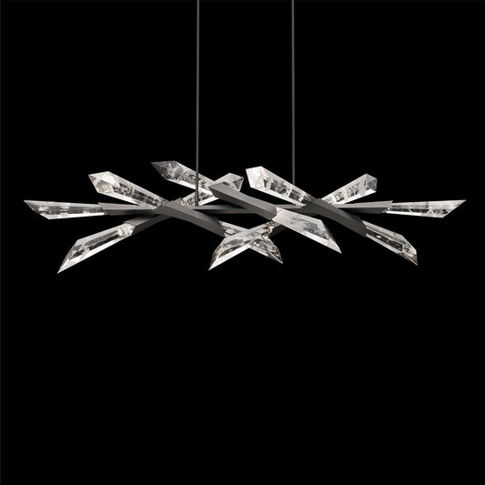 Solitude Quartz Crystal Linear Pendant / Antique Nickel