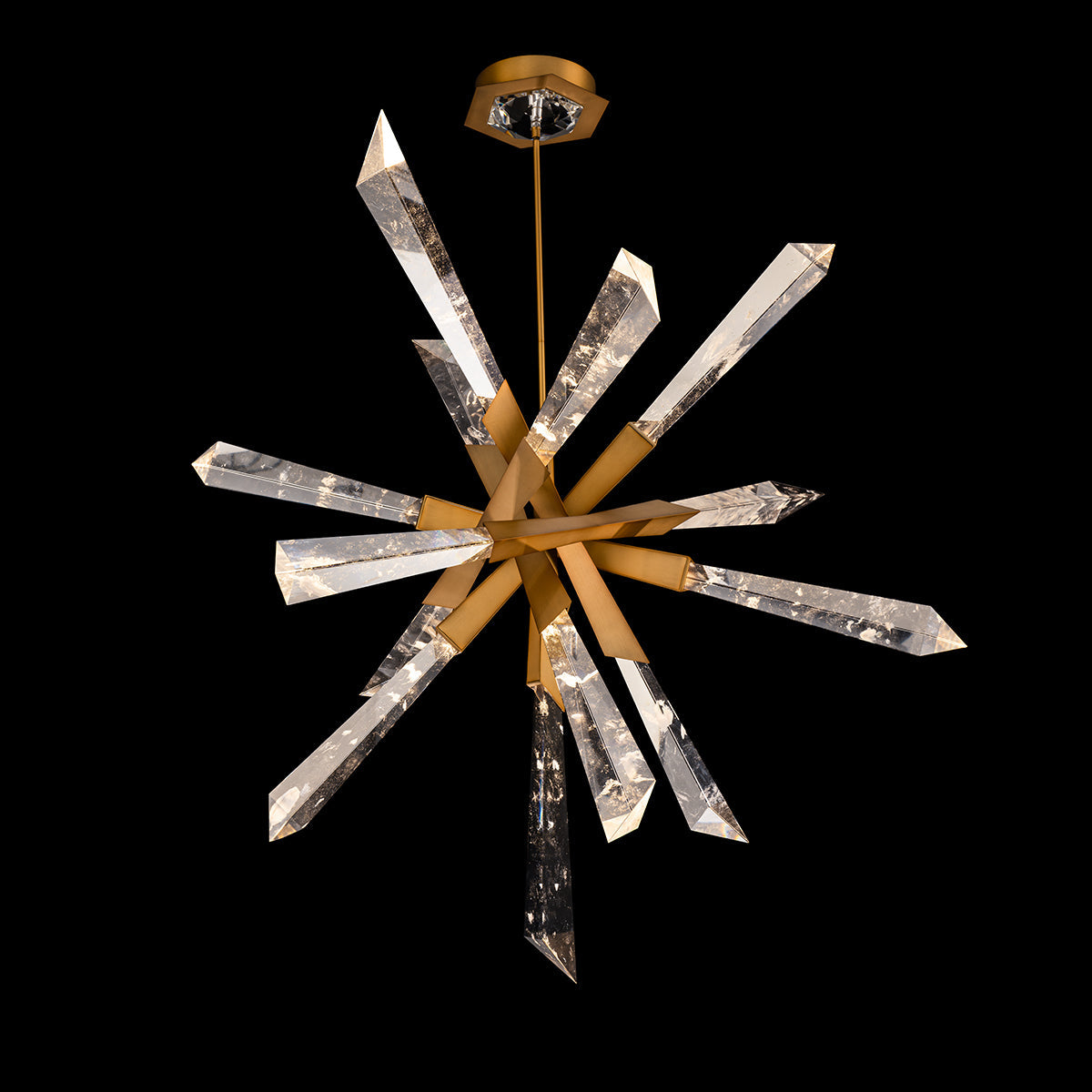 Solitude Quartz Spear Pendant / Aged Brass