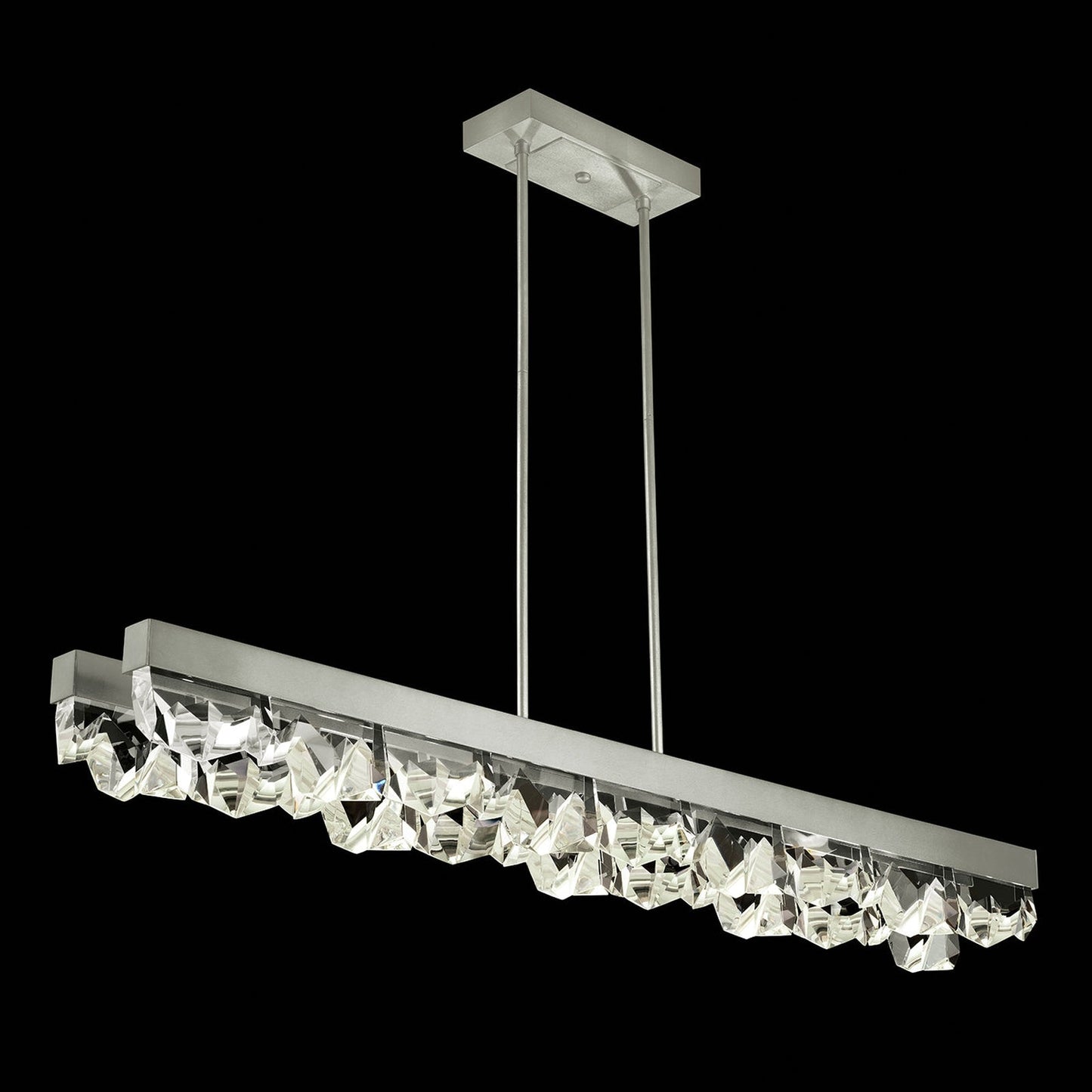 Strata Double Crystal Linear Pendant / Silver