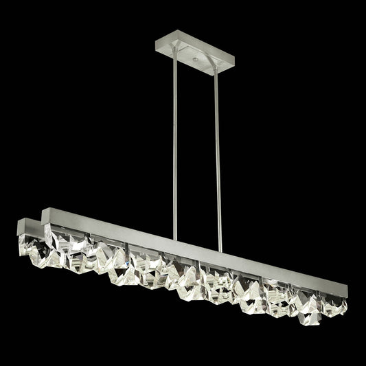 Strata Double Crystal Linear Pendant / Silver