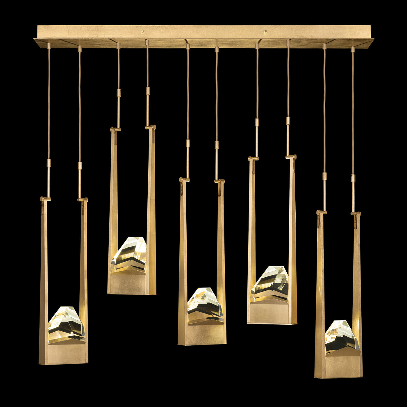 Strata Five-Drop Crystal Linear Pendant / Gold