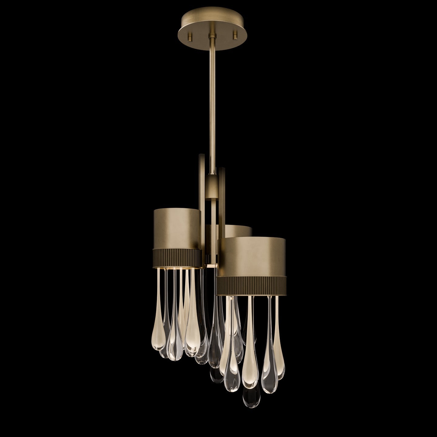 Suspended Rain Drop LED Pendant / Ombre Bronze/Gold Glass