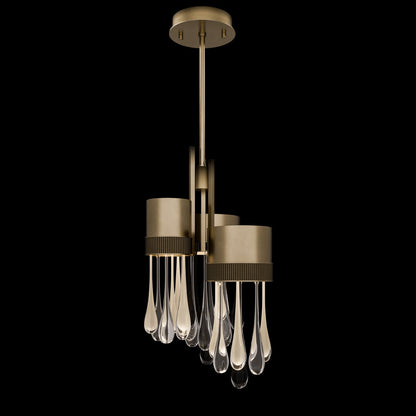 Suspended Rain Drop LED Pendant / Ombre Bronze/Gold Glass