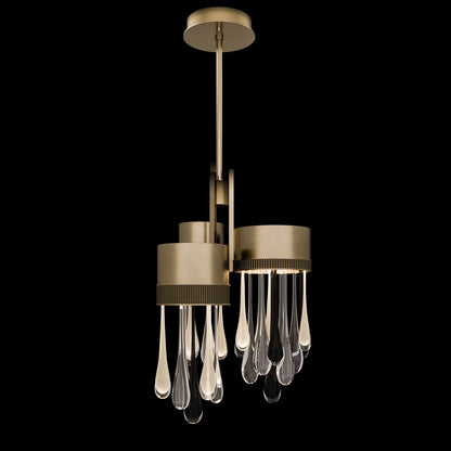 Suspended Rain Drop LED Pendant / Ombre Silver/Silver Glass