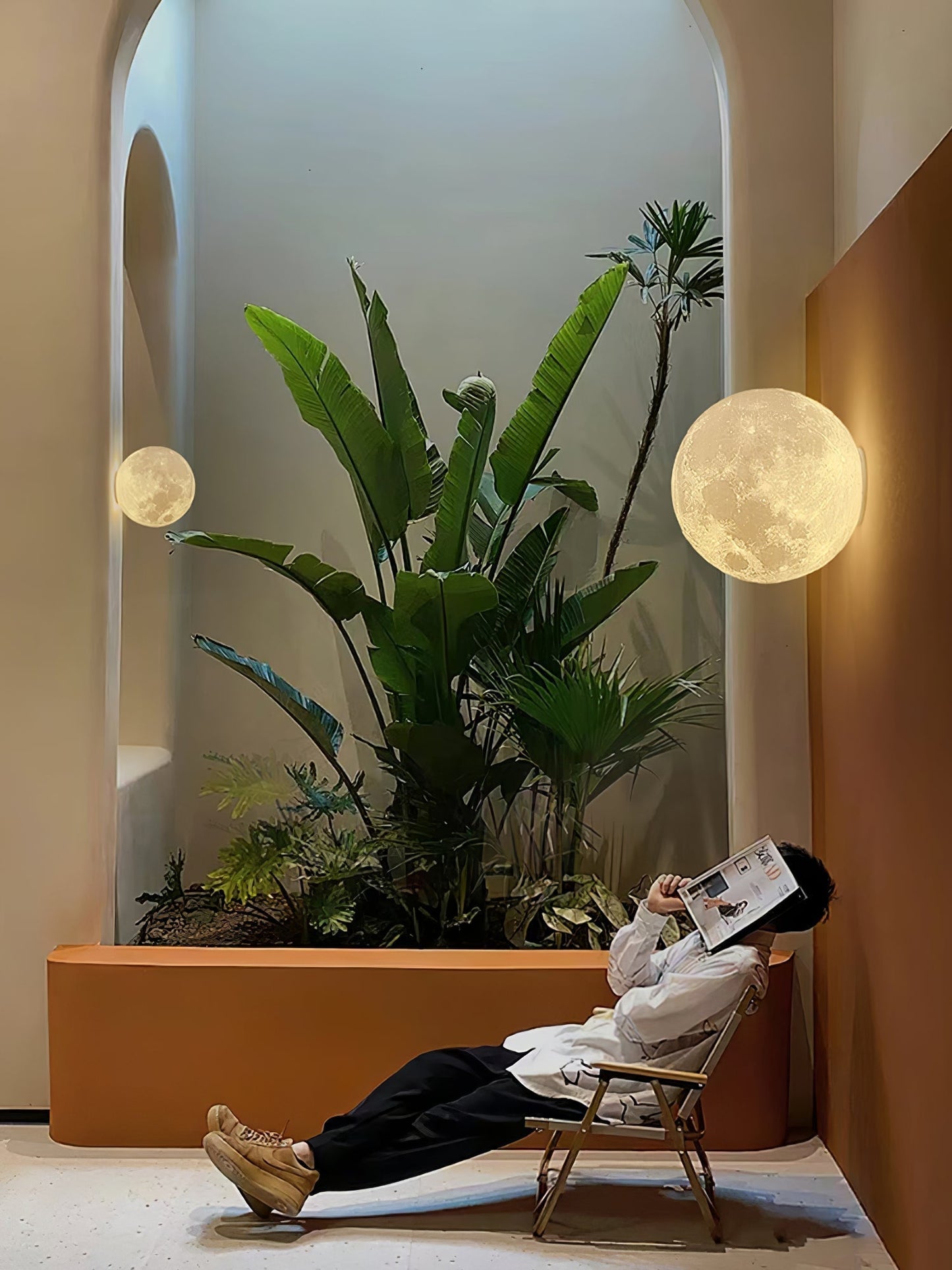 Textured Lunar LED Wall Light