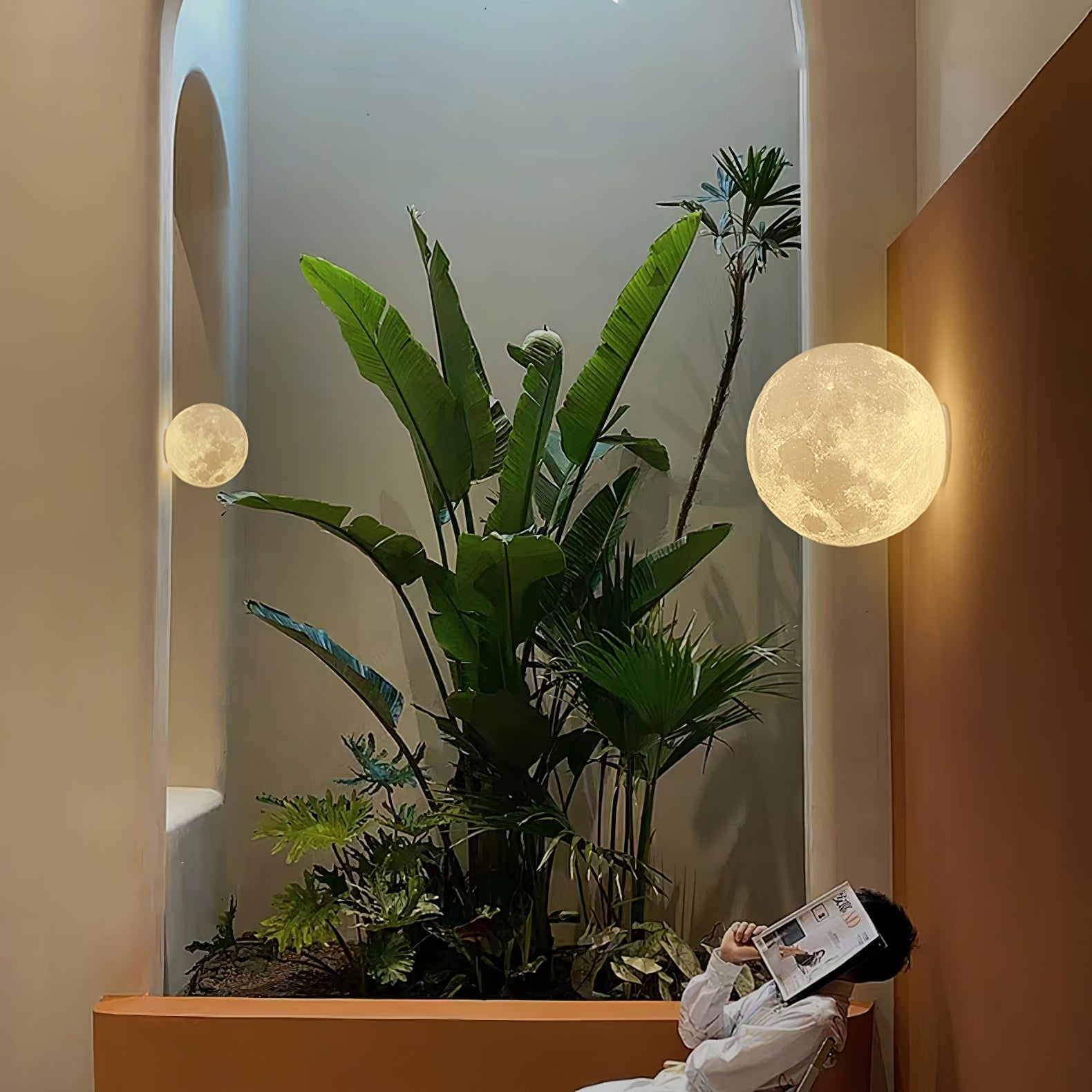 Textured Lunar LED Wall Light