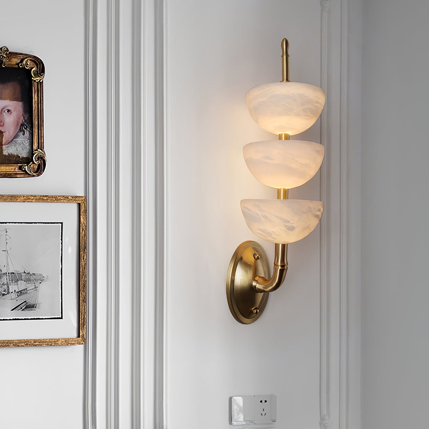 Trio Alabaster Globe LED Wall Light