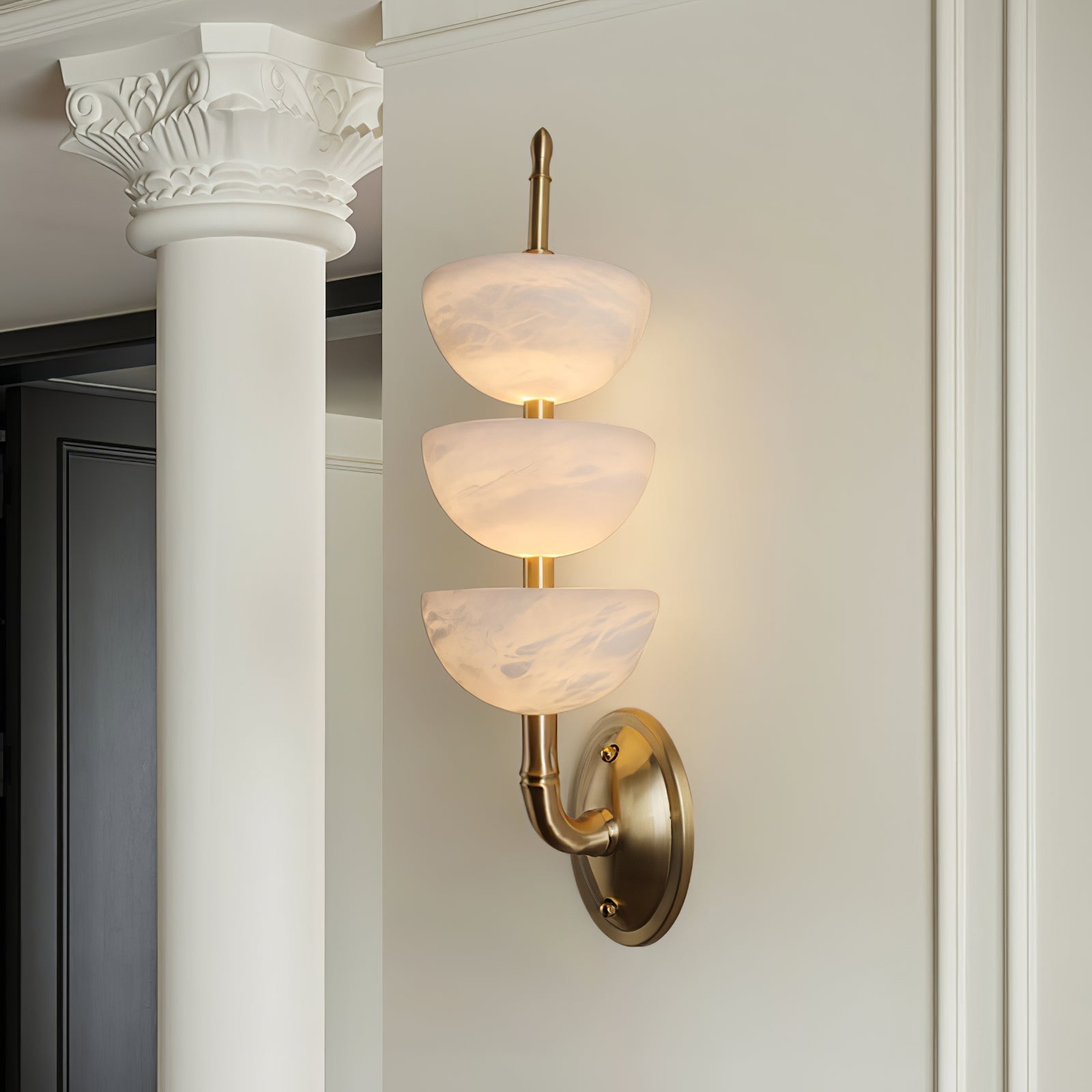 Trio Alabaster Globe LED Wall Light