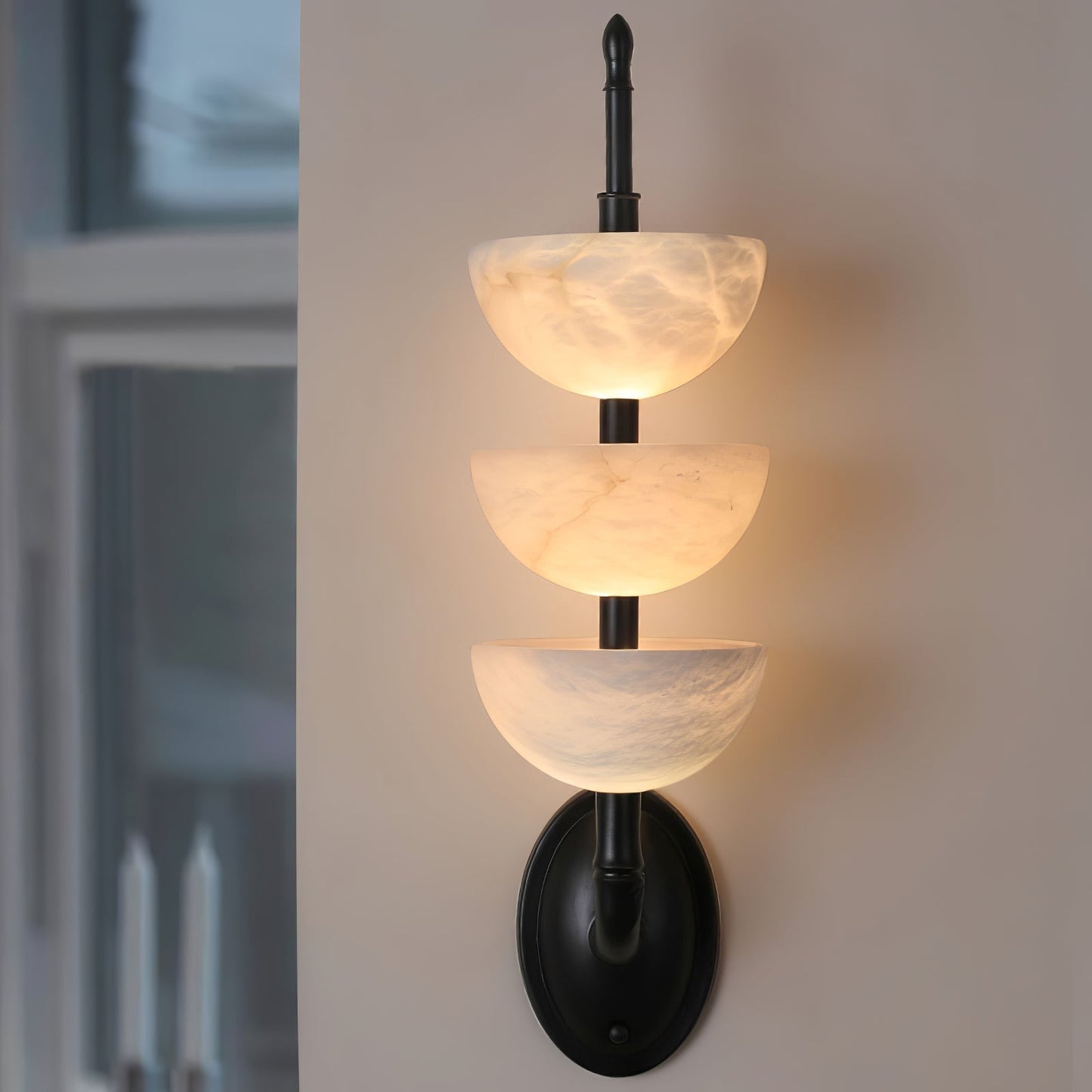 Trio Alabaster Globe LED Wall Light