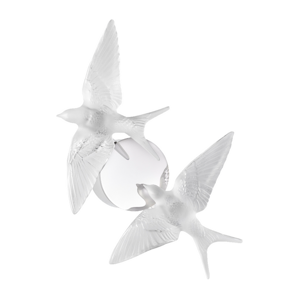 Twin Swallow Crystal Wall Sconce / Clear Cristal, Chromed Metal