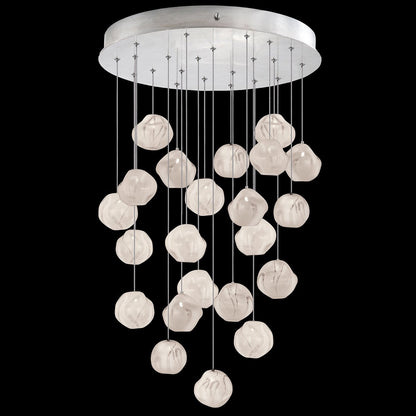 Vesta Handblown Glass Cluster Pendant / Silver / White